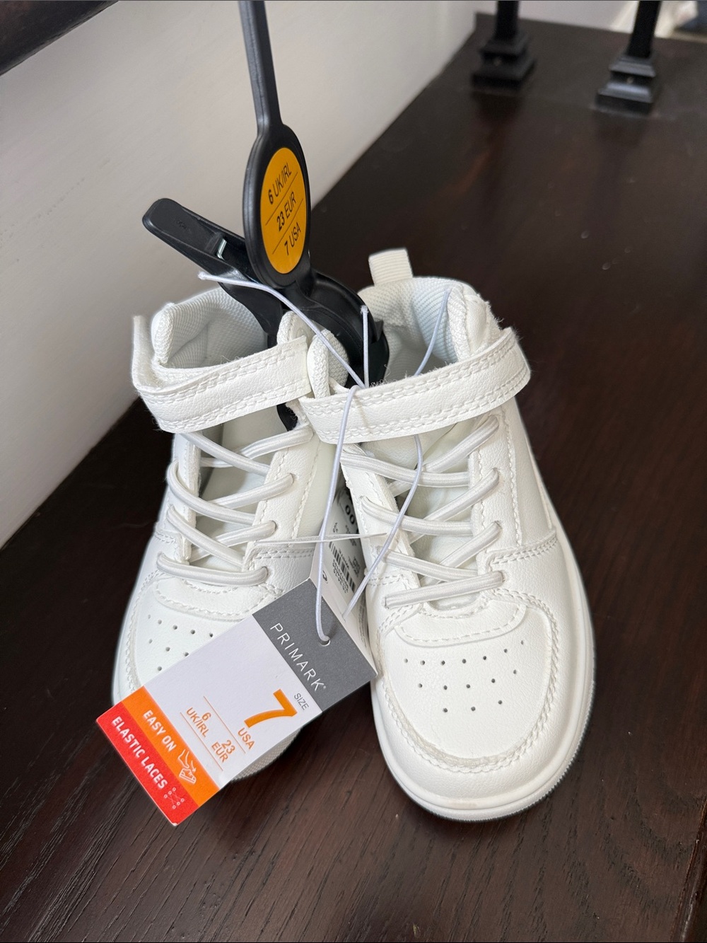 Primark Kids White Velcro & Elastic Lace Sneakers